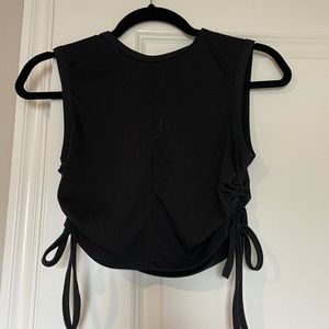 Black drawstring crop top